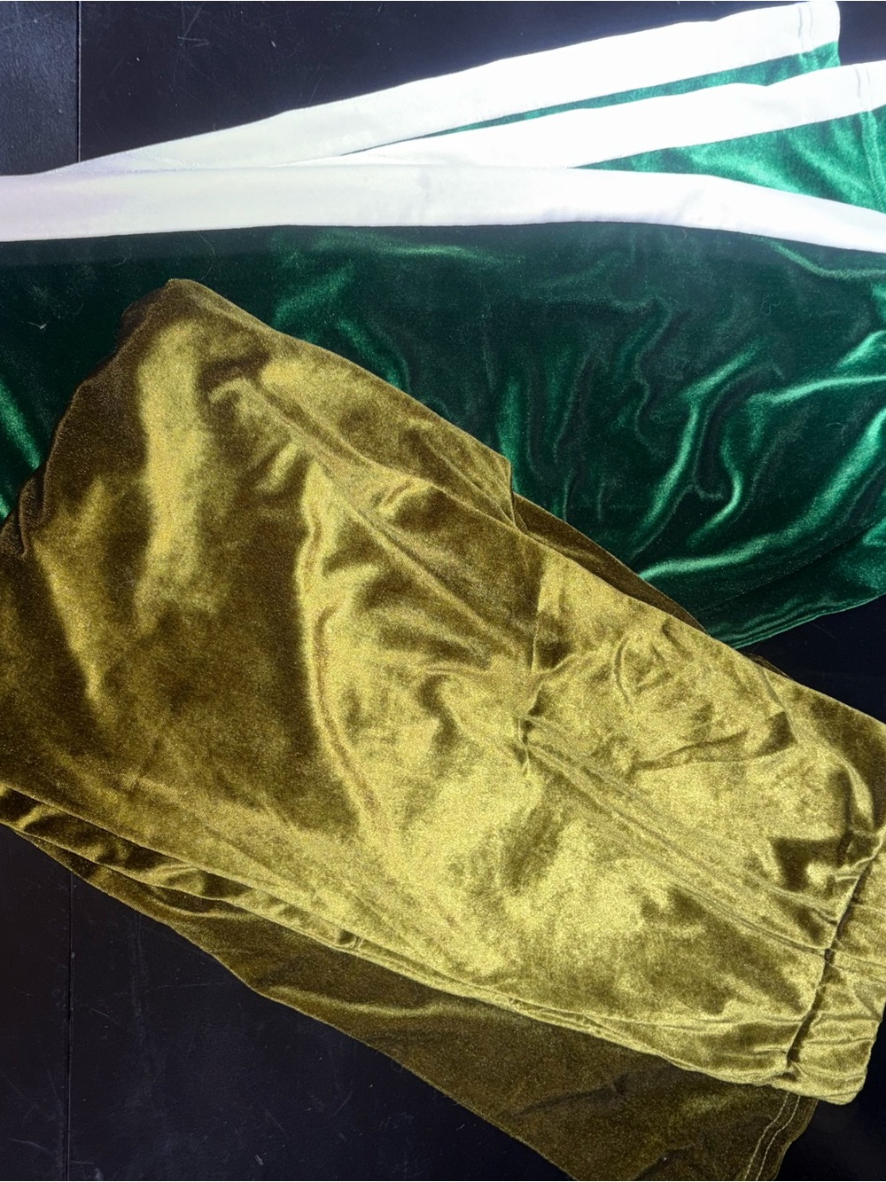Velvet Track Pants in Olive and Forest Green - Comfortable Lounge Joggers